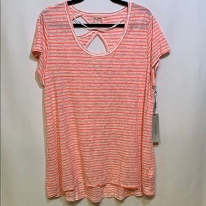 Calvin Klein Performance Pink Striped Cut Out T-Shirt